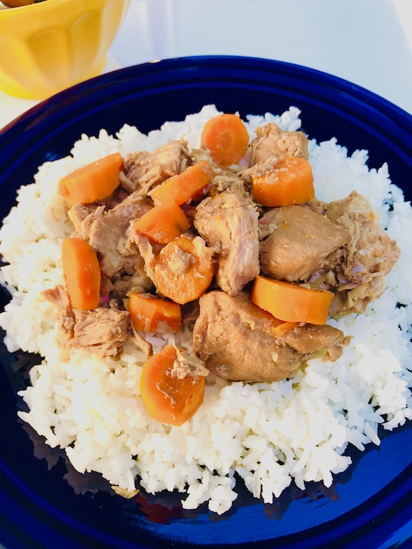 5-Ingredient Slow Cooker Pork Stew is easy and flavorful! Served over Rice, it's a perfect family dinner.