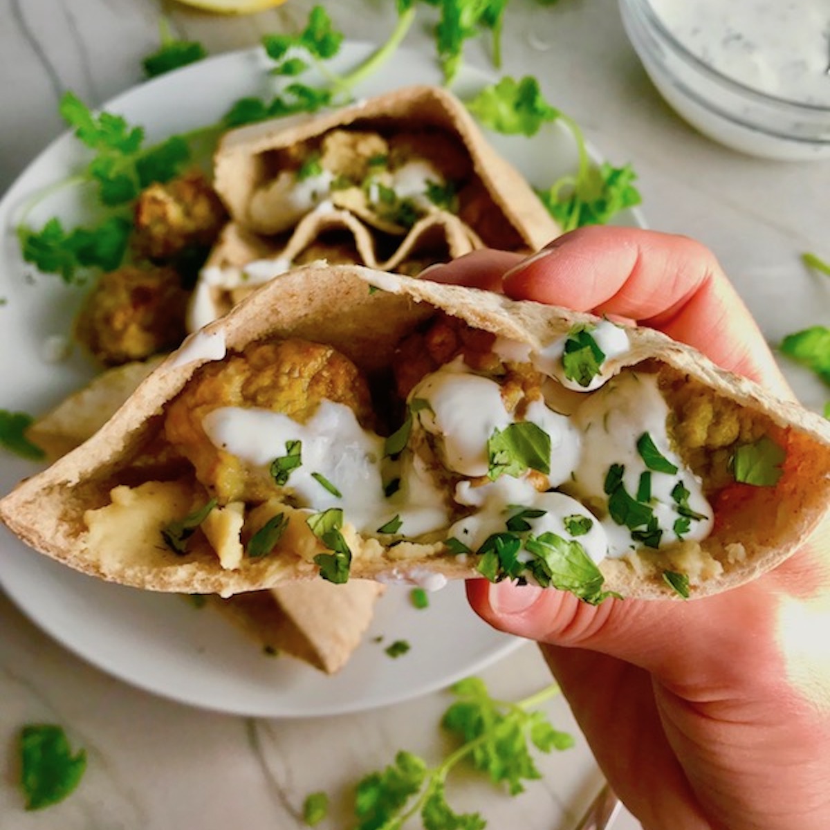 Moroccan Turkey Meatball Pitas with Hummus Talking Meals