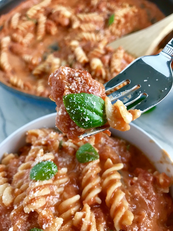This Luscious Tomato Cream Sauce Pasta tastes amazing - and it's amazingly simple to make!! I call it Luscious because the tomatoes, which are still slightly chunky become this thick, creamy, smooth, velvety, and flavorful sauce. The combination of the San Marzano tomatoes and sour cream takes a simple red sauce to a perfect pink heavenly cream sauce!