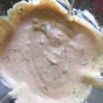 Blended Cauliflower cream sauce in blender for Meatballs in Cauliflower Dill Cream Sauce. #meatballs #swedishmeatballs #familydinner #easydinner #dinner #healthydinner
