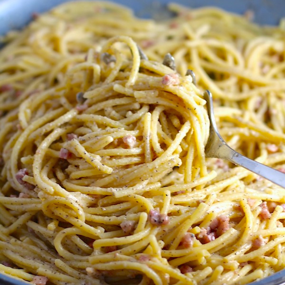 Pasta with Pancetta Parmesan and Black Pepper -