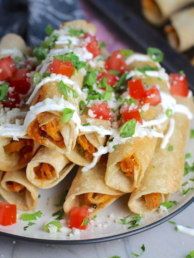 Share Crispy Baked Taquitos for Cinco de Mayo Talking Meals