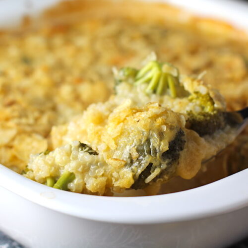 Cheesy Quinoa Broccoli Casserole - Talking Meals