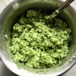 Green Rice in pot. This Green Rice Recipe takes white rice from plain to amazing with just 5 ingredients. Filled with herbs and spinach, it has the perfect herby flavor.