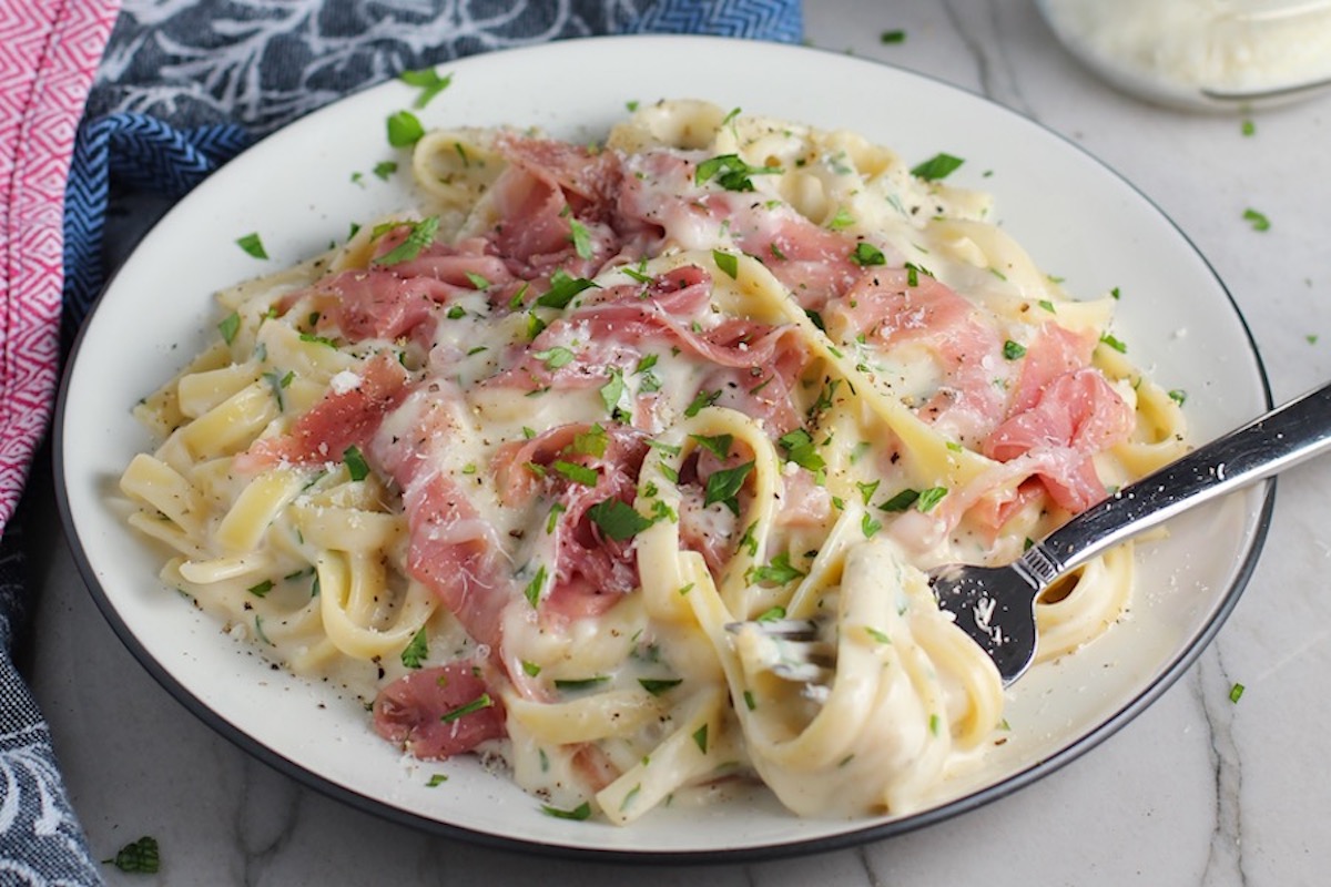 Gluten Free Alfredo Sauce Recipe ~ with Prosciutto - Talking Meals