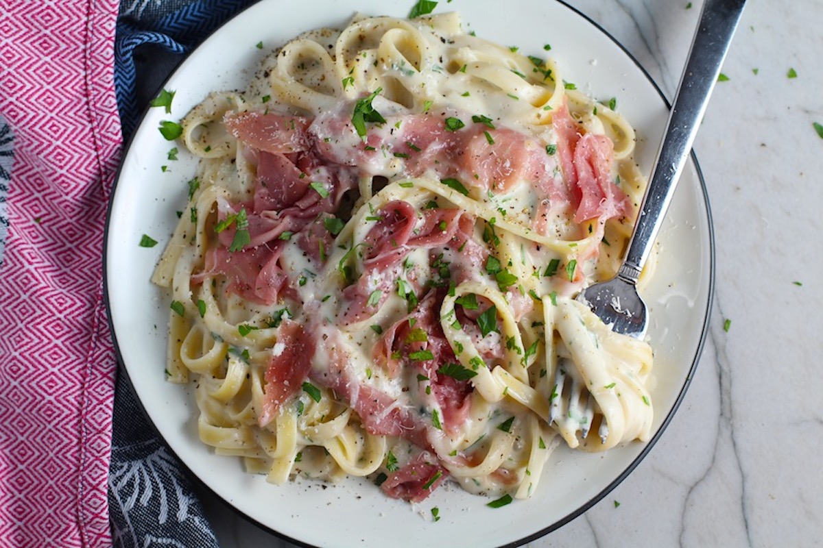 Gluten Free Alfredo Sauce Recipe ~ with Prosciutto - Talking Meals