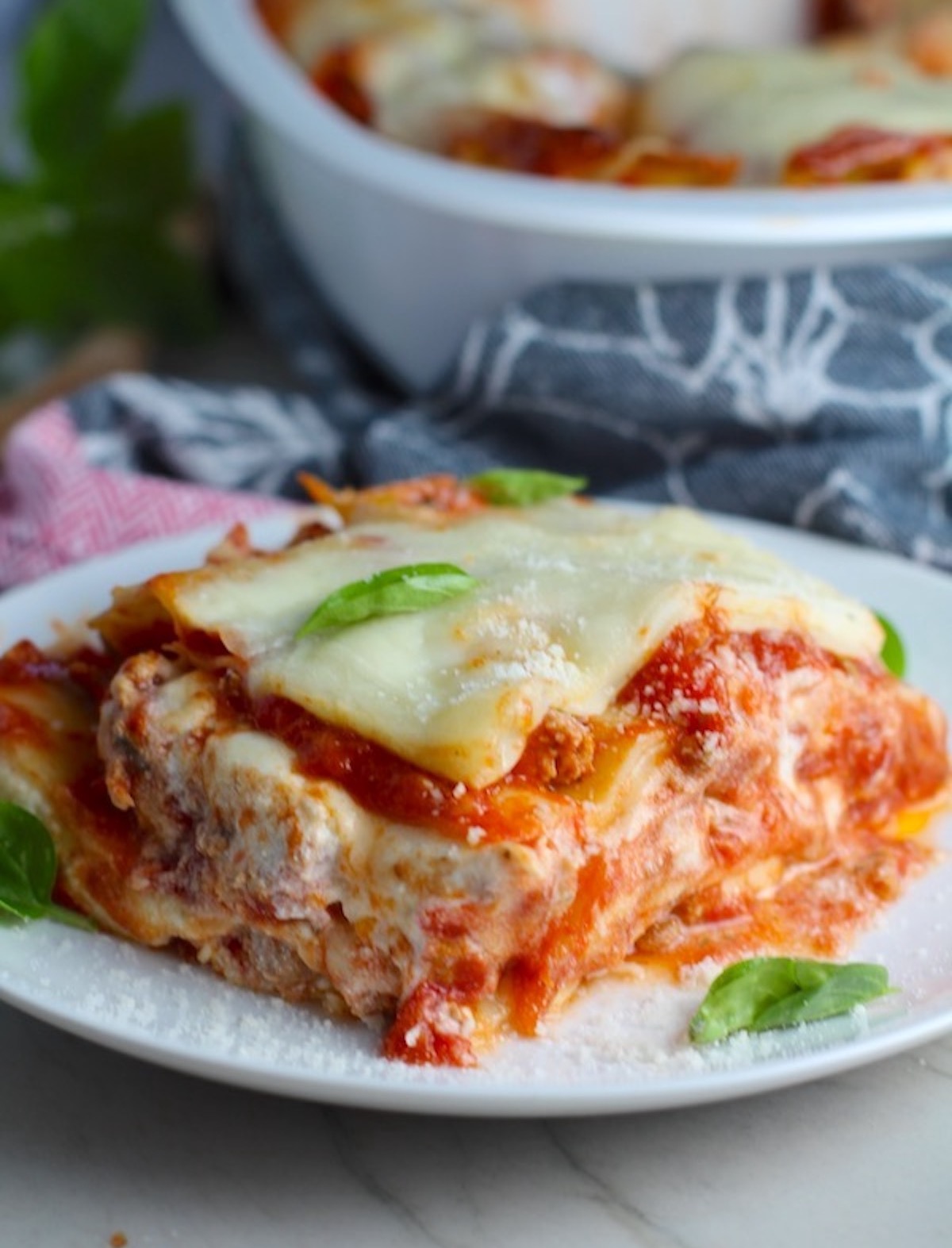 Easy Ricotta Filling used in a layered lasagna.