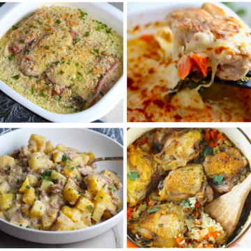 Collage of 4 casseroles for the list of Easy Easter Dinner Casserole Recipes.
