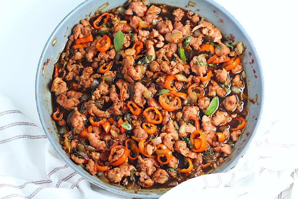 Thai Basil Pork Recipe Over Rice Talking Meals