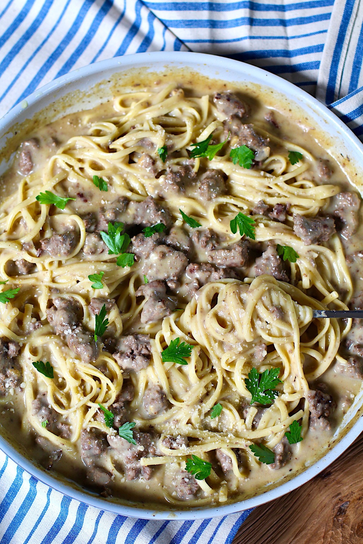 Easy Alfredo Ground Beef Pasta with Homemade Sauce Talking Meals